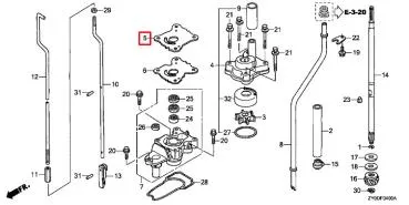 Honda Deckel Impeller 19231-ZW9-000 für BF8 / BF9.9. / BF10 / BF15 / BF20 Außenborder
