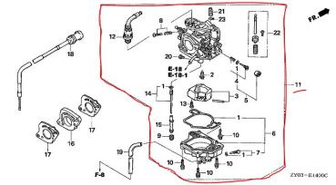 Honda Vergaser für BF 15 und BF 20 maueller Choke 16100-ZY1-023