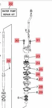 Yamaha Wasserpumpen Reparatur Set 80 bis 100 PS / 67F-W0078-00