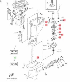Yamaha Wasserpumpen Kit für F20A F20D F25A F25D Außenborder