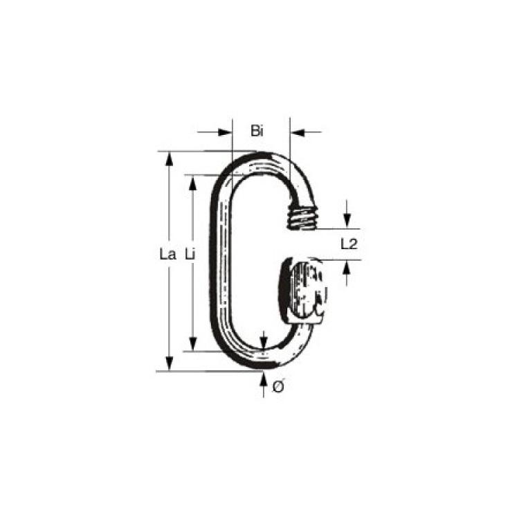 Schraubglied / Schraubschäkel - lange Form - aus Edelstahl mit großer Öffnung