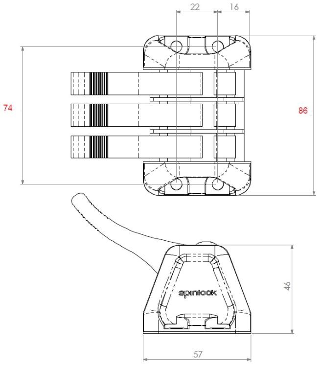 Spinlock Ministopper SUA/3 dreifach Maße