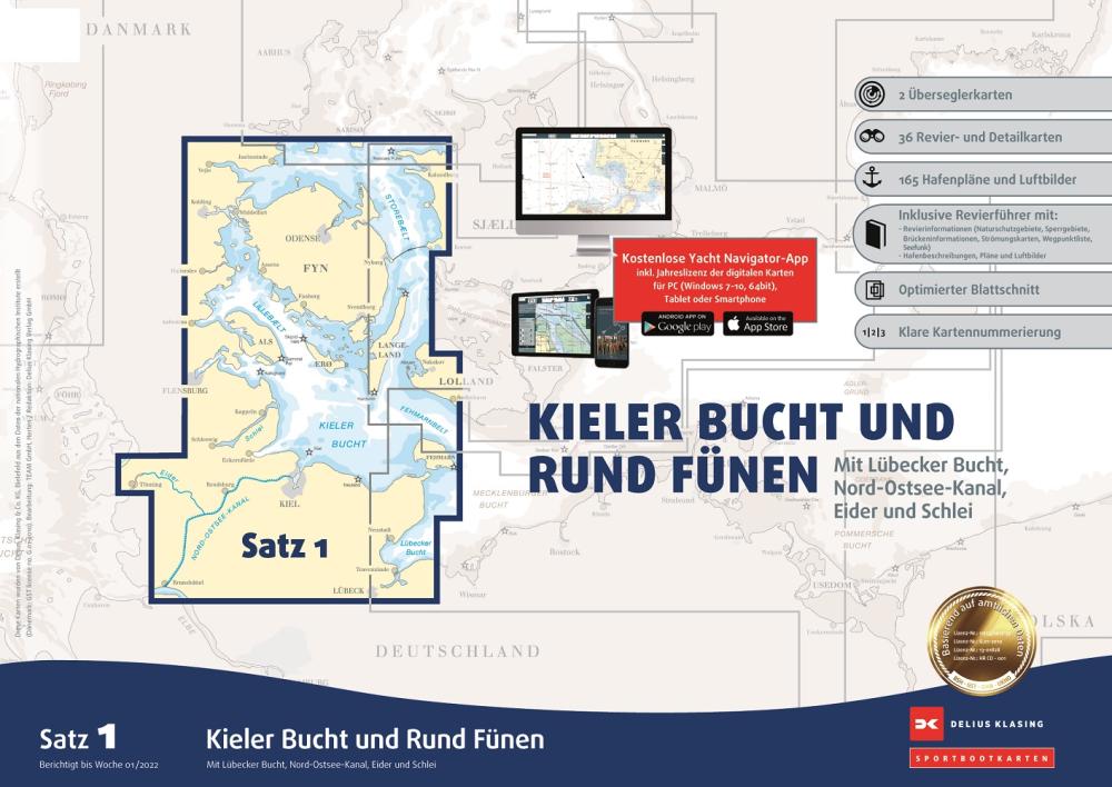 DK Seekarten Satz 1: Kieler Bucht und Rund Fünen