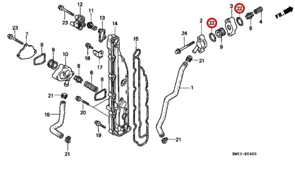 Honda Thermostatdeckel Dichtung BF75 / BF90 Außenborder - 91356-SD4-953