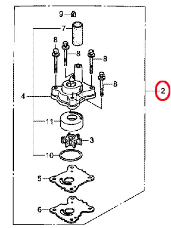 Honda Wasserpumpenkit BF 15 / 20 Extralangschaft 06193-ZW9-A32