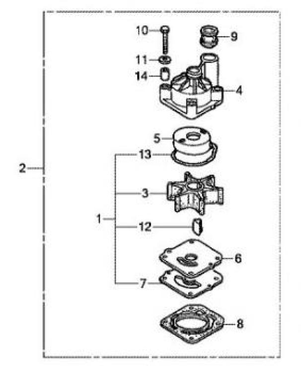 Honda Marine Wasserpumpen Set BF 75 D und 90 D Bootsmotor 06193-ZZ0-000