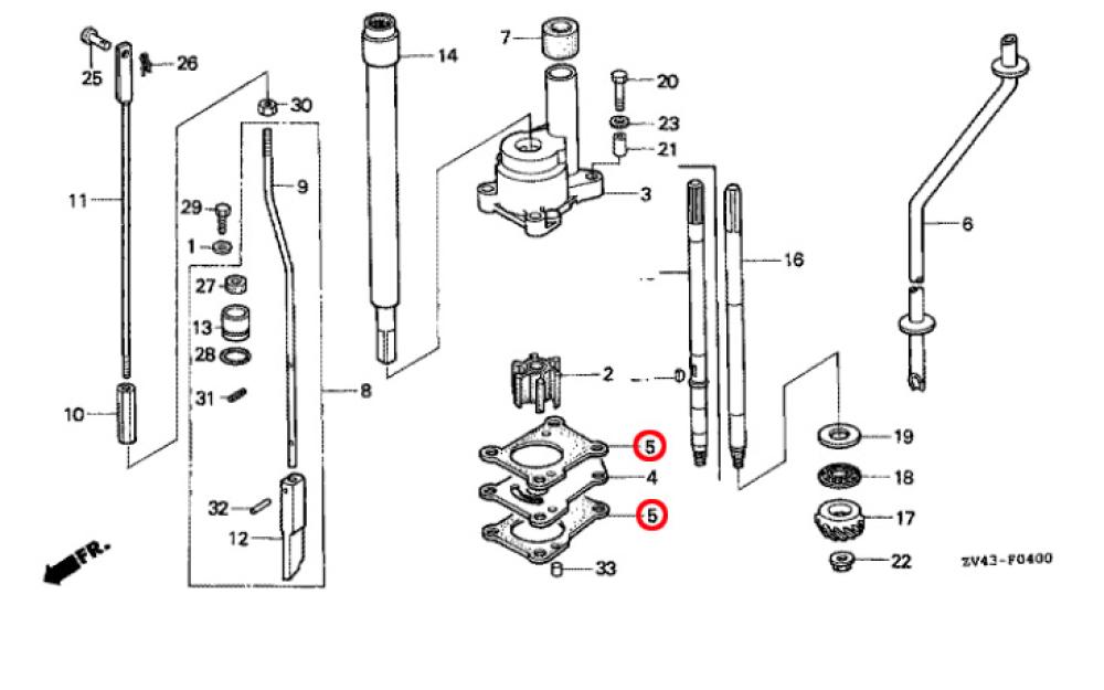 Honda Dichtung Wasserpumpengehäuse BF9.9 A / BF9.9 B / BF15 A / BF15 B Außenborder 19232-ZV4-610