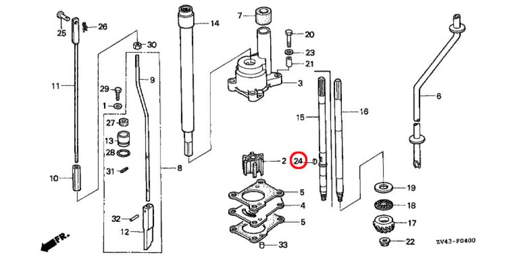 Honda Scheibenkeil BF8C / BF9.9A / BF15A / BF15B Außenborder - 8 bis 15 PS - 90752-ZV4-650
