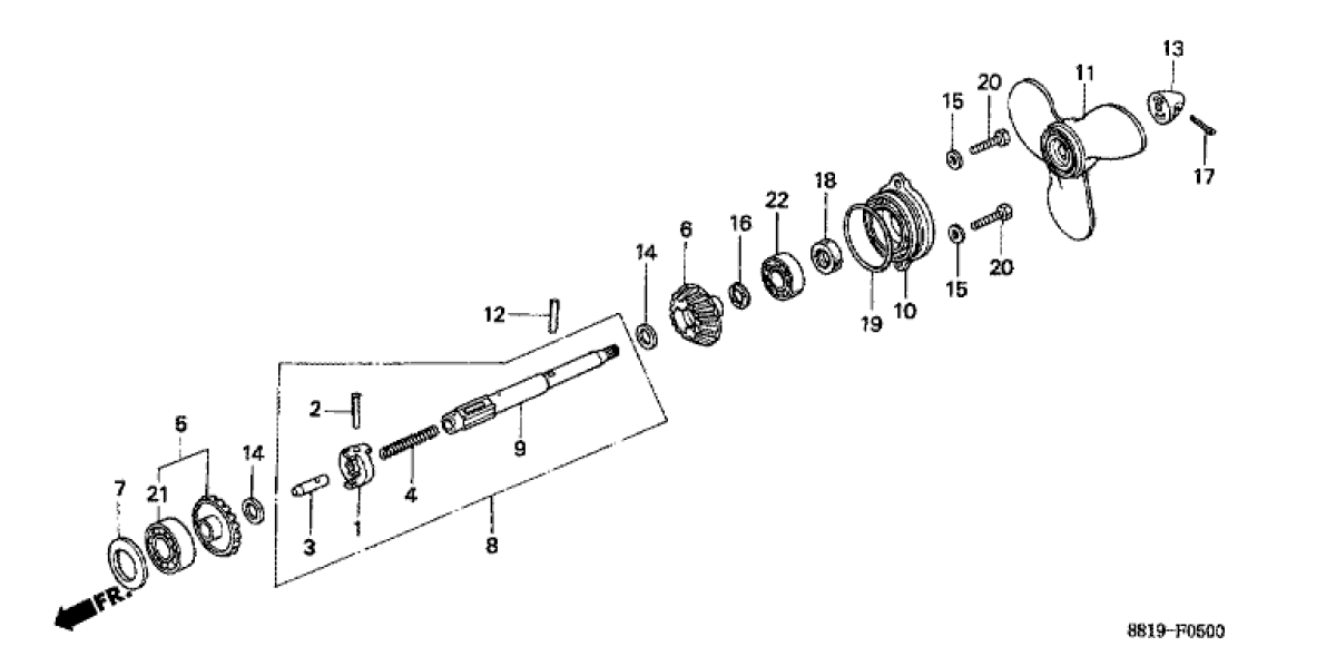 Honda Stift / Pin Kupplung bei BF 6 / BF 8A / BF 75 / BF 100 Außenborder - 24102-935-300