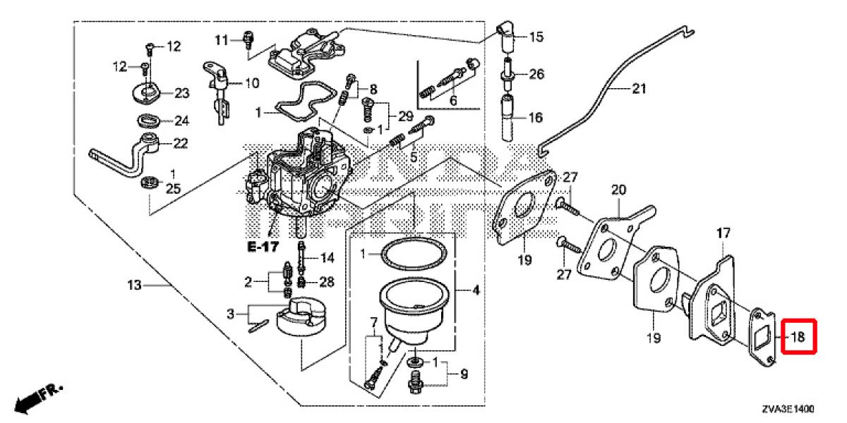 Honda Marine Schalldämpfer Dichtung bei BF2.3DH - 16212-ZVA-000