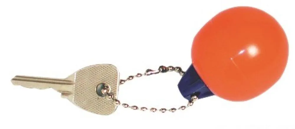 Schlüssel Anhänger in Kugel Fender Form - kugelförmig rot/blau - schwimmfähig