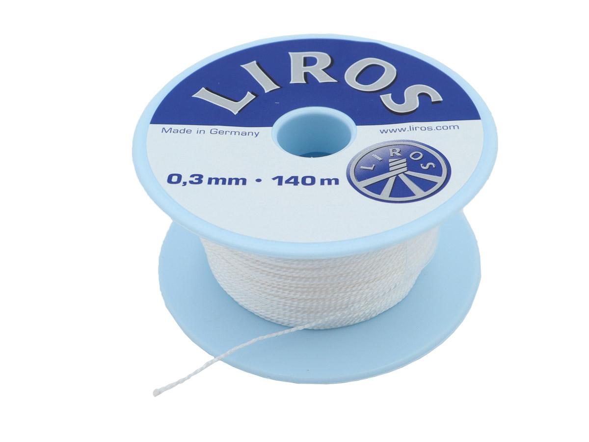 LIROS Takelgarn / Nähgarn, PES, ca. 0,3 mm x 140 m Spule in weiß - 00099-0400