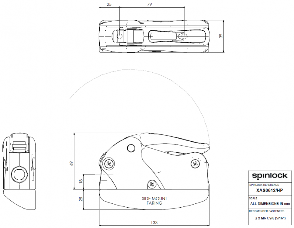 Spinlock XAS0612/HP Bohrschablone und Abmessungen
