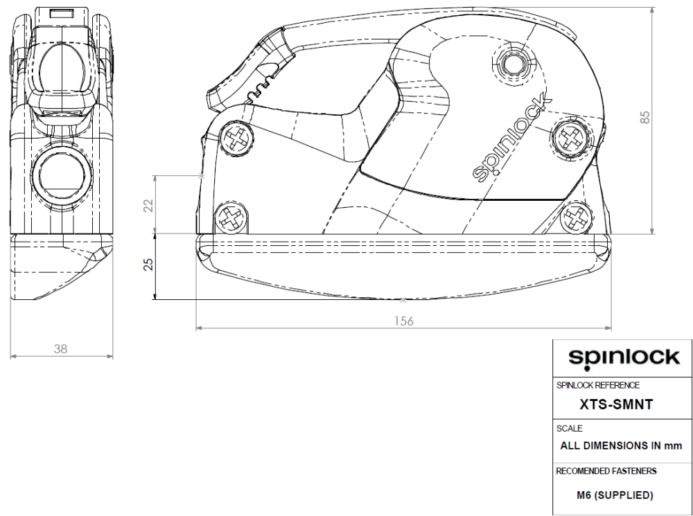 Spinlock XTS0610/HS Bohrschablone und Abmessungen