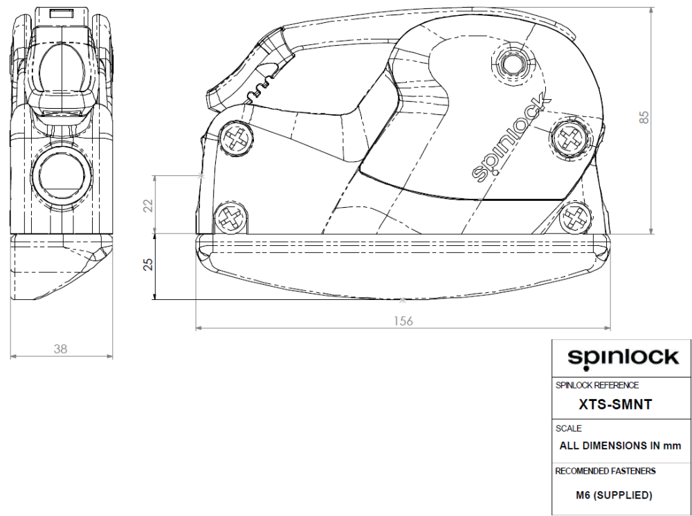 Spinlock XTS0610/HP Bohrschablone und Abmessungen