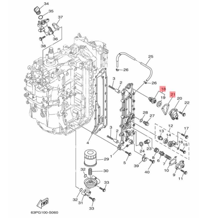 Yamaha Thermostat Set für F150A / F150D / F150F Außenborder