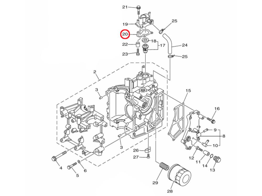 Yamaha 6AH-12414-00 Thermostat Dichtung 15 / 20 PS