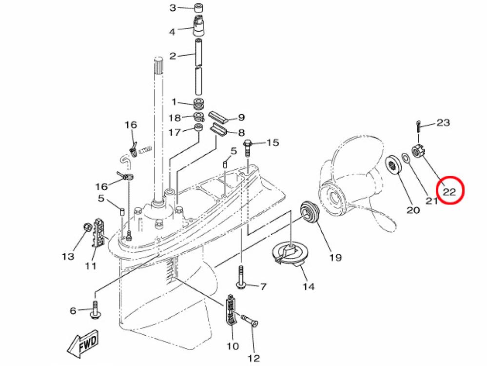 Yamaha Unterlegscheibe unter Kronmutter 80 - 350 PS 92990-18200