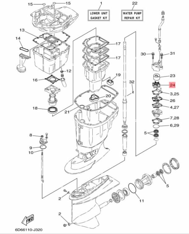 Yamaha Impeller für F80B / F100D Außenborder 67F-44352-00