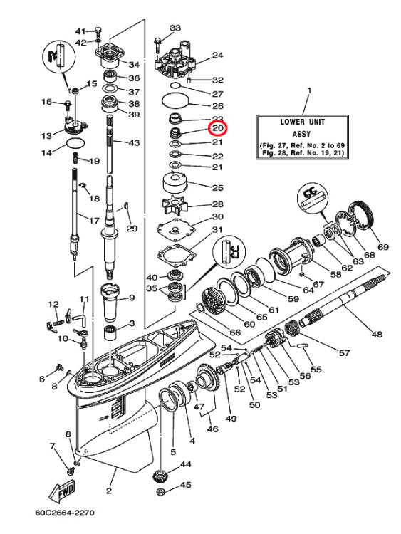 Original Yamaha Spacer / Sicherungshülse für F80 - F225 Außenborder