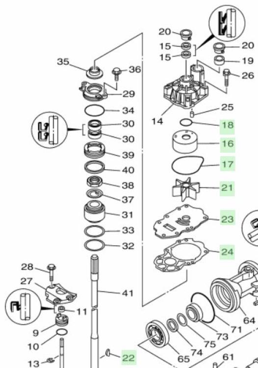 Yamaha Impeller F250D-F300B Bootsmotoren 90798-1M804 Lieferumfang