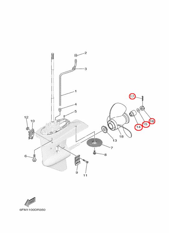 Yamaha Kronenmutter Set F20G / F25G Propeller