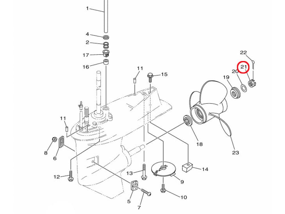 Yamaha Kronmutter 25 -100 PS