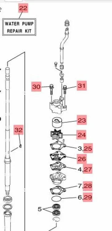 Yamaha Wasserpumpen Reparatur Set 80 bis 100 PS / 67F-W0078-00