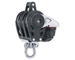 Harken H2613 Carbo Ratchetblock dreifach 40mm mit Wirbel, Hundsfott und Harken Carbo-Cam Klemme