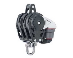 Harken H2630 Carbo Ratchamaticblock dreifach 57mm mit Harken H150 Cam-Matic Klemme und Hundsfott